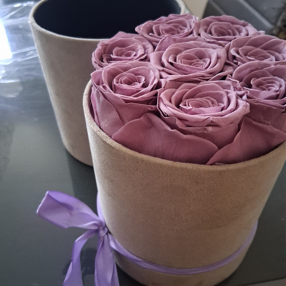 Elegant Purple Rose Box Mothers Day Gift